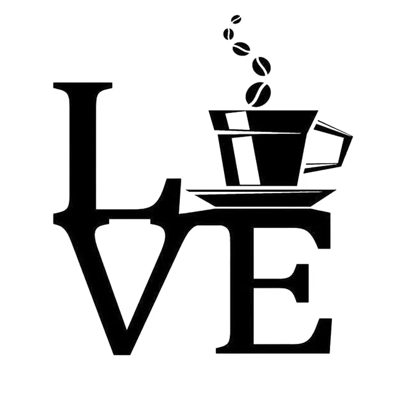 Виниловая наклейка LOVE COFFEE 14 1 х16 см Оригинальная Черная/Серебристая Наклейка для