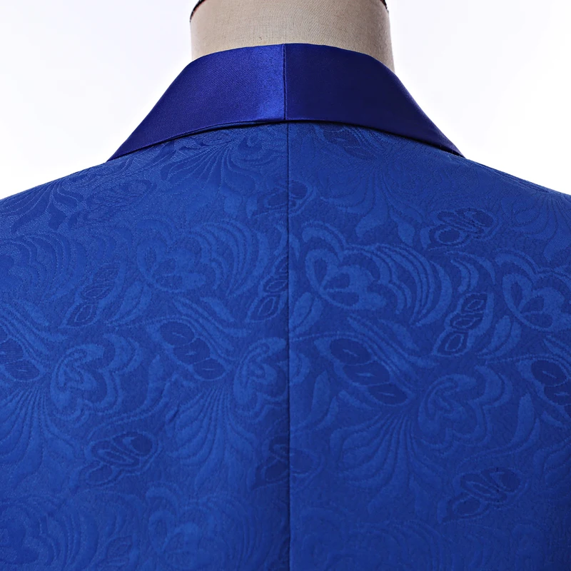 

Customize Royal Blu Paisley Groom Tuxedos Shawl Collar Men Prom Party Dress Business Suits (Jacket+Trousers+BowTie)