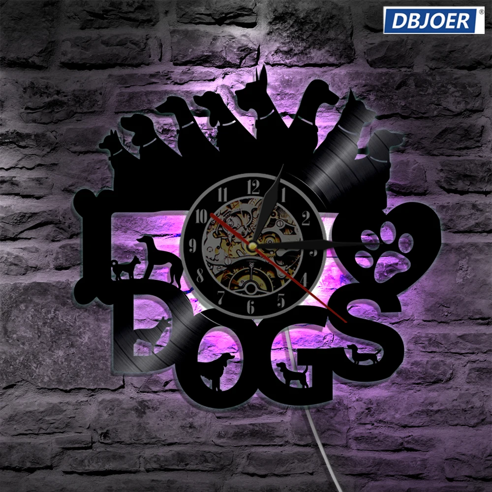 I Lover Dogs настенный виниловый светодиодный светильник ing Vintage LP записывающие часы