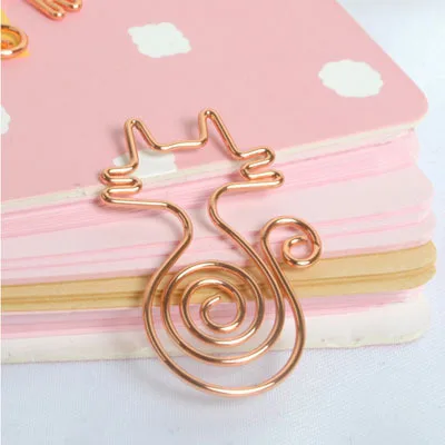 1pc-cat Kawaii, розовое золото, скрепки для бумаги, металлические, прозрачные скрепки, закладки, кошка, планета, алмаз, для билетов, скрепки, для школы, офиса, канцелярские принадлежности - Цвет: 1pc-cat
