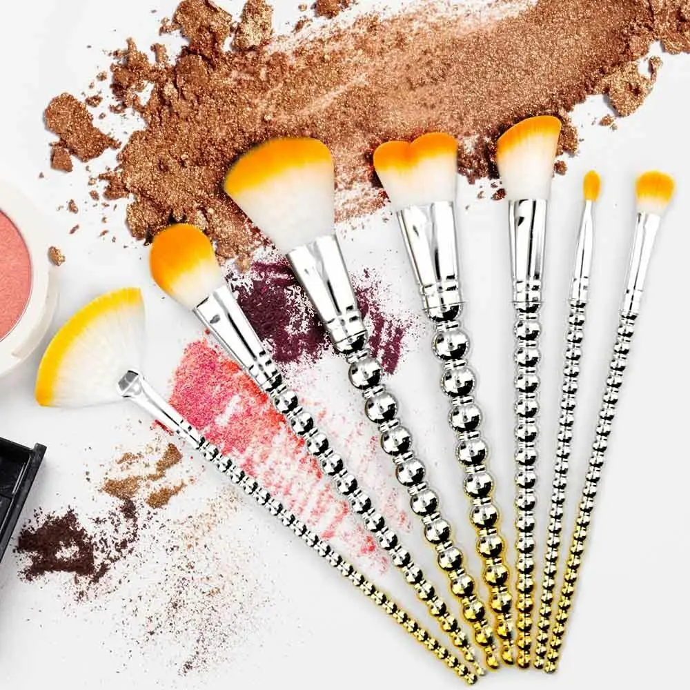 7 шт. золотые Профессиональные кисти для макияжа|Аппликатор теней век| |