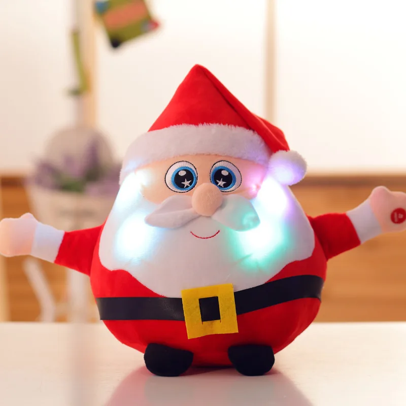 22 см свет светодио дный LED спеть Рождественская песня красочные светящиеся Плюшевые Санта Клаус Мягкая кукла игрушечные лошадки прекрасные подарки для детей