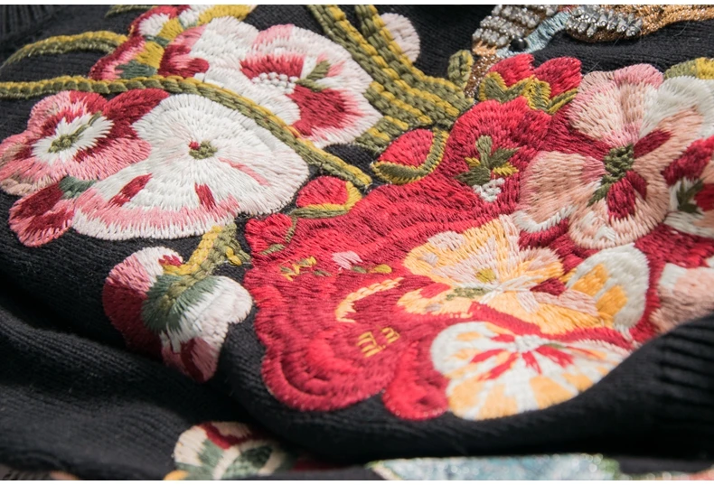 Новое поступление осенне-зимние свитера с бриллиантами Модные женские черные