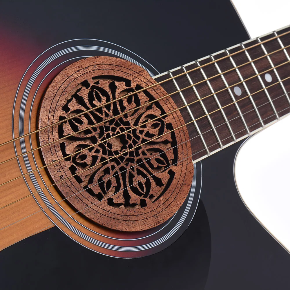 Гитара Soundhole звук отверстие крышка блок отзывы буфер из красного дерева для эквалайзера Запчасти для акустической гитары и аксессуары