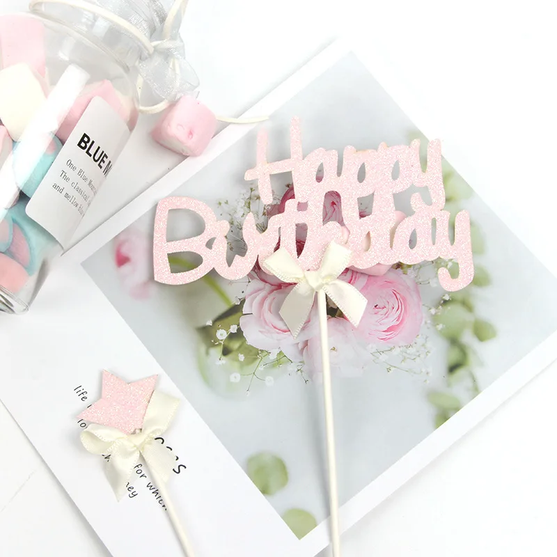 Розовая любовь искусственная кожа украшение для торта в виде банта звезды