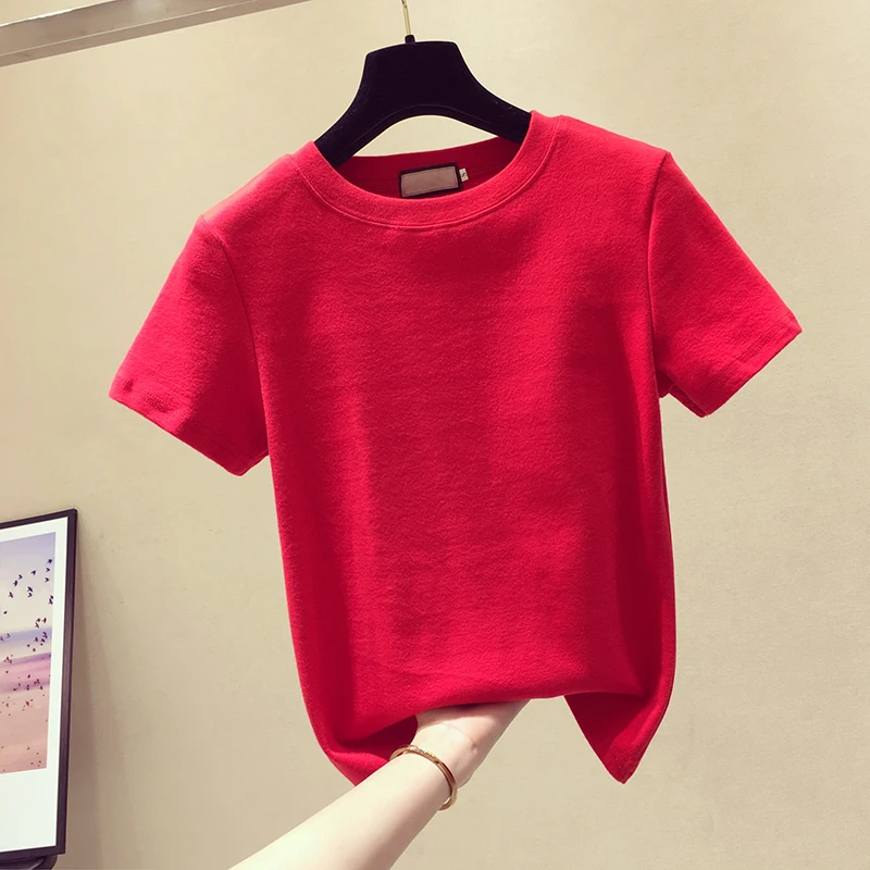 MUMUZI Однотонная футболка Женские Новые футболки женские 2019 винтажные хлопковые