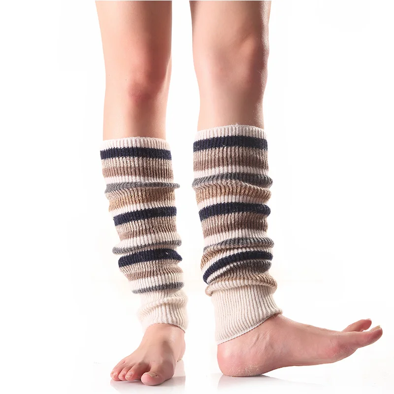 Женские теплые полосатые зимние длинные гетры выше колена Школьные носки