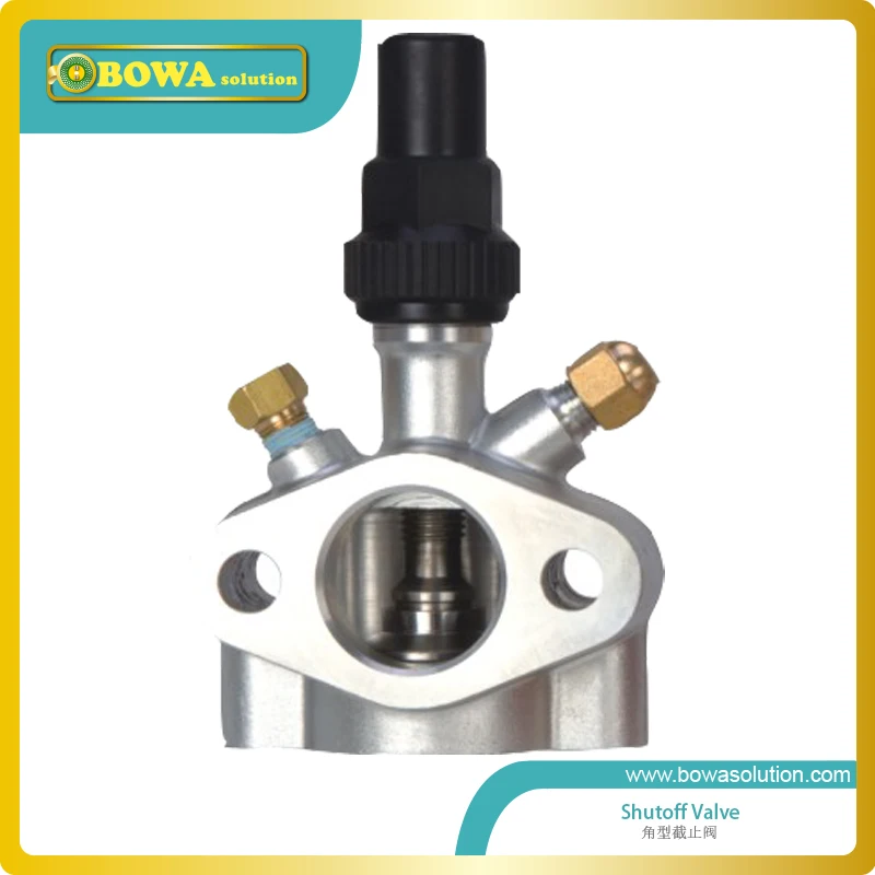 

Aluminium body angle shutoff valve with oval flange connection suitable for bus air conditoning compressor or refrigerated truck
