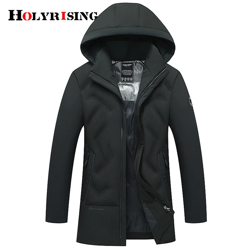 Holyrising/зимняя парка Hombre длинное теплое пальто-баллон с капюшоном Мужская одежда