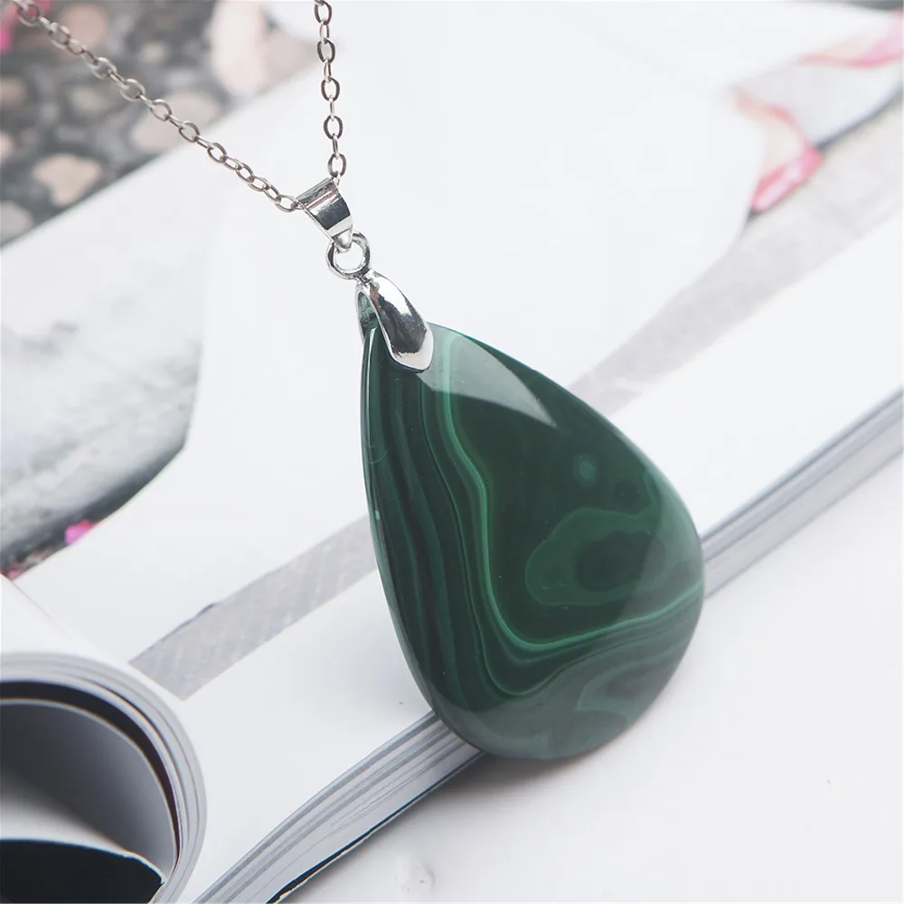 Подлинная Зеленый Малахит кулон натуральные камни хризоколла драгоценные