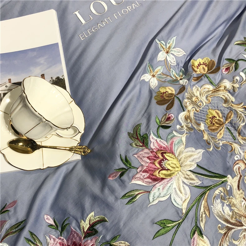 4 шт. набор постельного белья из египетского хлопка с вышивкой|Комплекты белья| |