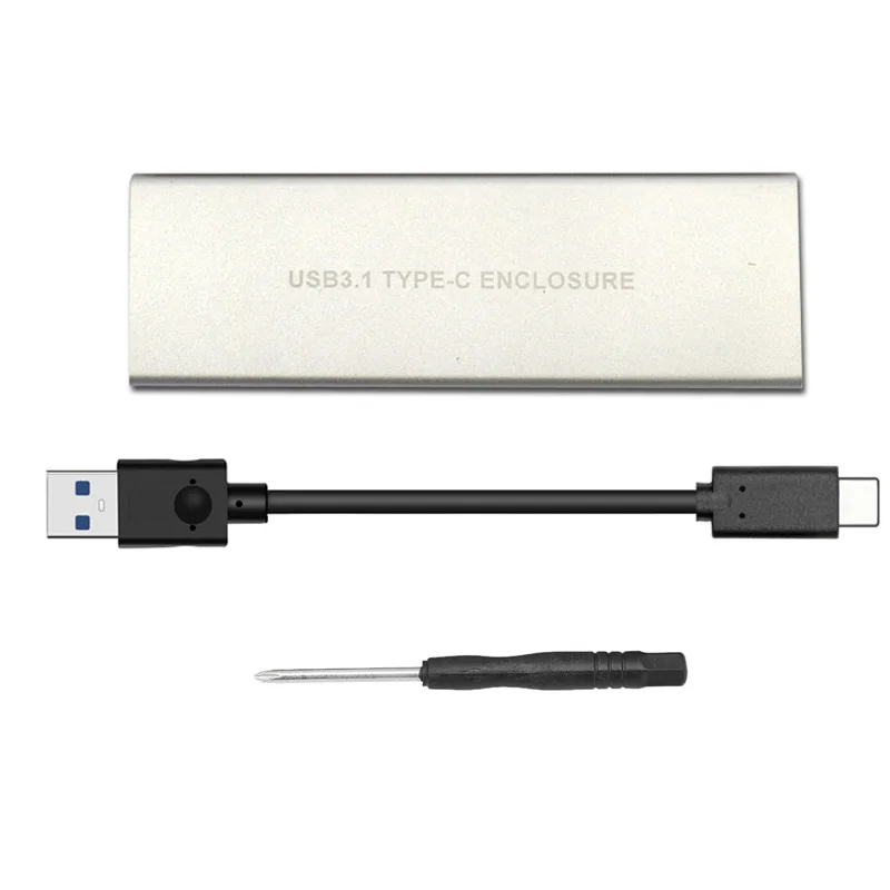 Silver Алюминий USB 3,1 для M.2 SSD NVME корпус для жесткого диска NGFF PCI-E на Тип C разъем кабель для подключения жесткого диска чехол JMS583 ssd-бокс для настольных ПК - Цвет: Silver