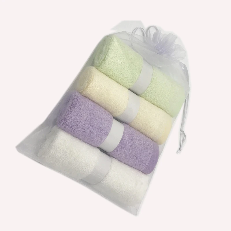 

4 Pack/set bamboo Baby washcloths Natural bamboo/Cotton fiber baby towel Size 12"x12" with hanging hook mesh bag package