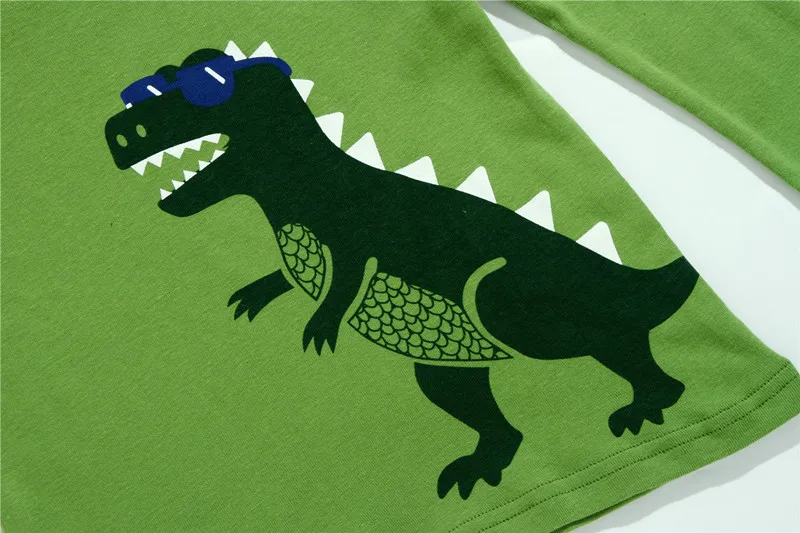 Новый дизайн 100% хлопок высокое качество зеленые пижамы с динозавром для