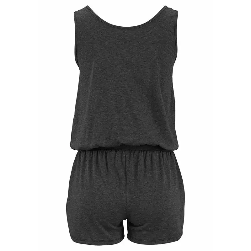 

Summer Playsuit Women Sexy Sleeveless Jumpsuit Shorts Solid Color Casual Loose Overalls Romper WS7475V