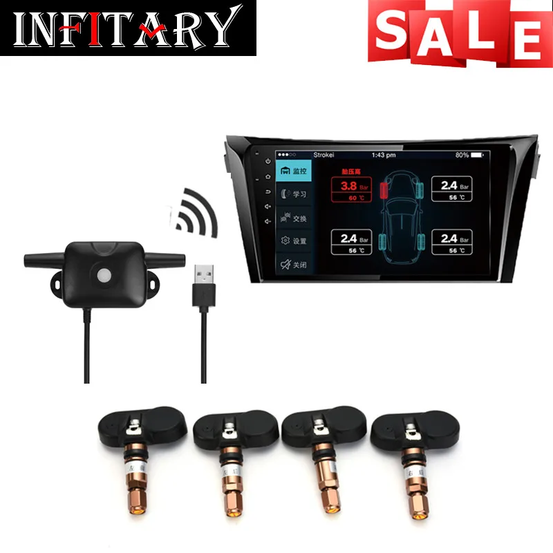 Автомобильный TPMS Android система контроля давления в шинах для ОС DVD плеер USB интерфейс костюм для Renault peugeot Toyota и всех автомобилей - Тип: internal sensor