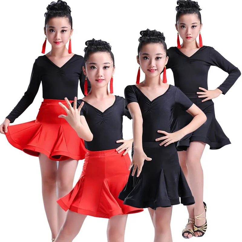 Кружевное детское платье для латинских танцев костюм детей длинный рукав