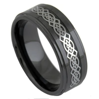 8mm ceramic ring men women high polised silver color celtic knot engagement wedding band female rings comfort fit jewelry