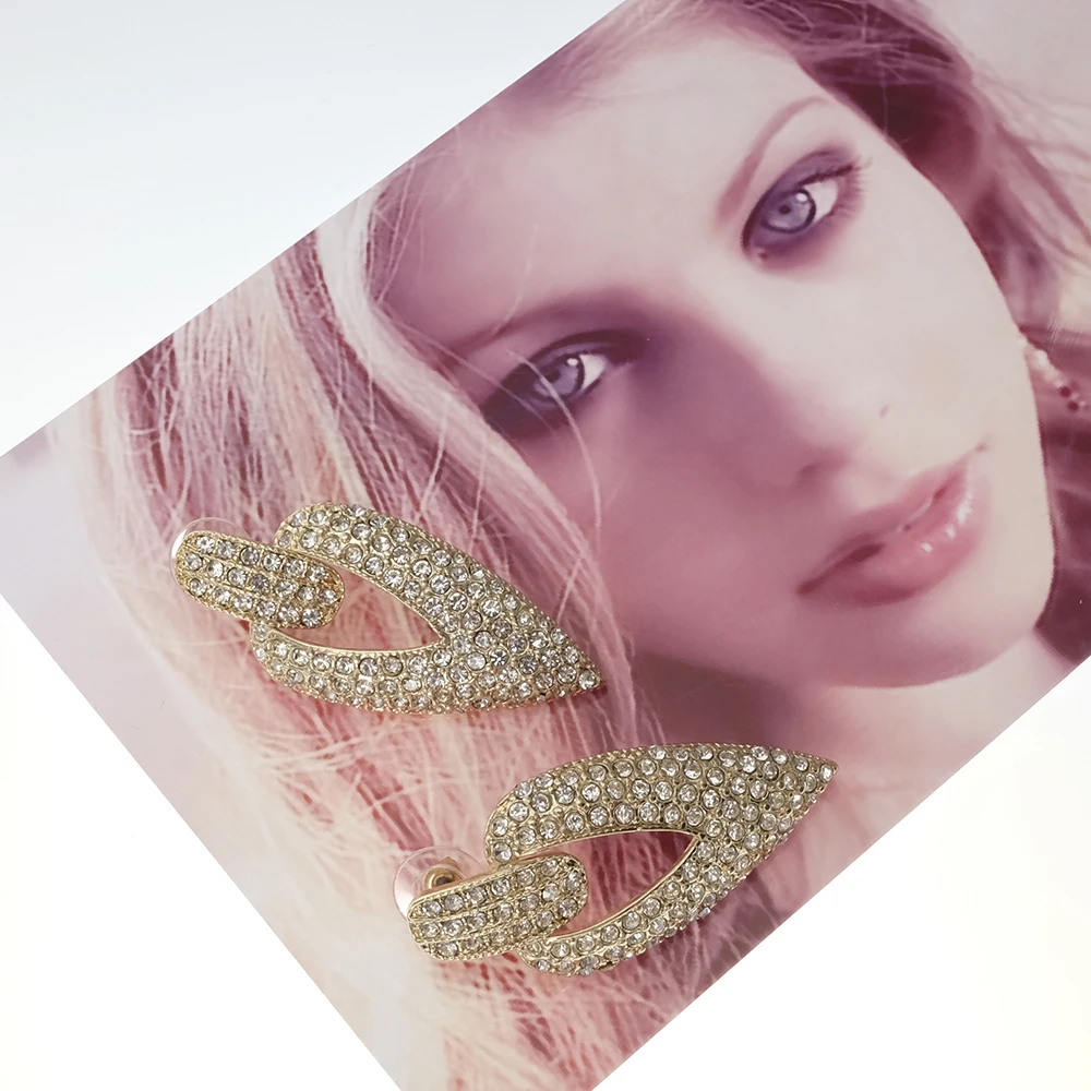 Свадебные серьги золотого серебряного цвета со стразами Хрустальное сердечко