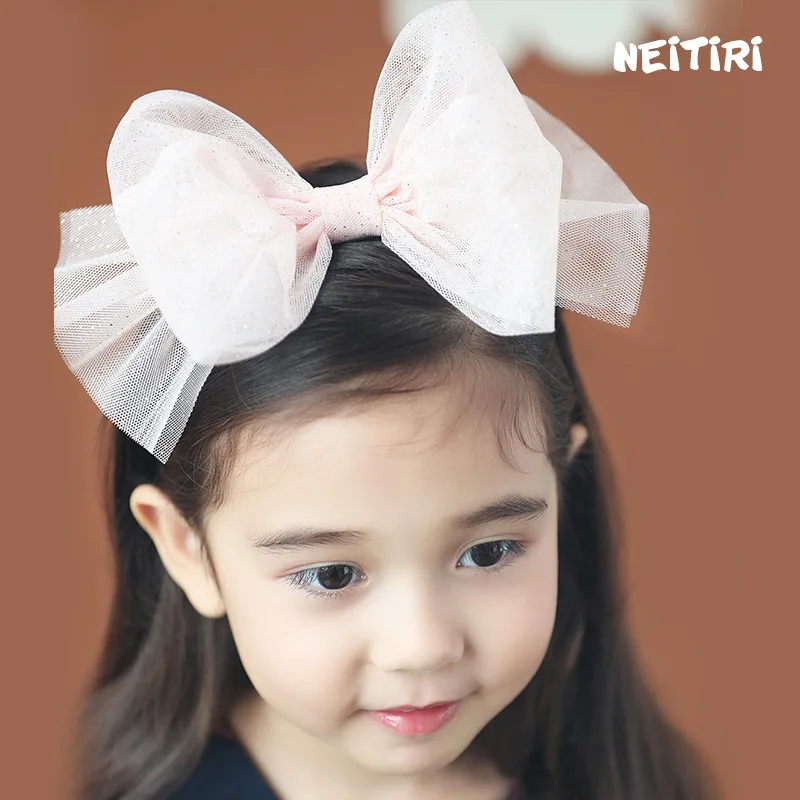 Golden Dots Lovely Big Bow Hairbands For Girls Shiny Princess High Quality Hair Accessories Chiffon Colorful Headband | Аксессуары для
