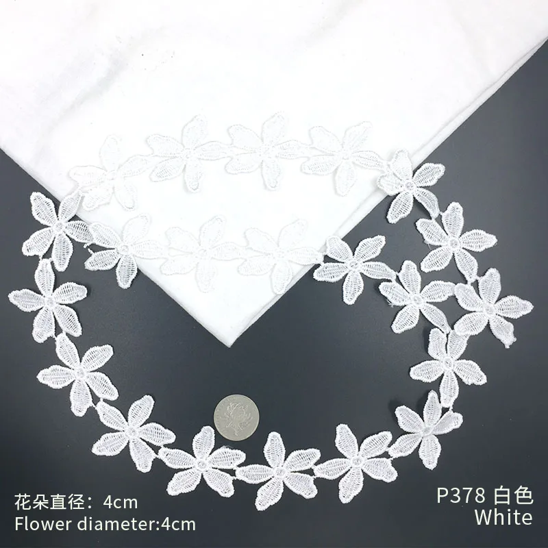 p378 white 21pcs 1 ярд кружевная лента цветы украшение аппликация патчи для одежды свадебное платье Diy Швейные аксессуары белая кружевная отделка - Цвет: p378 white 21pcs
