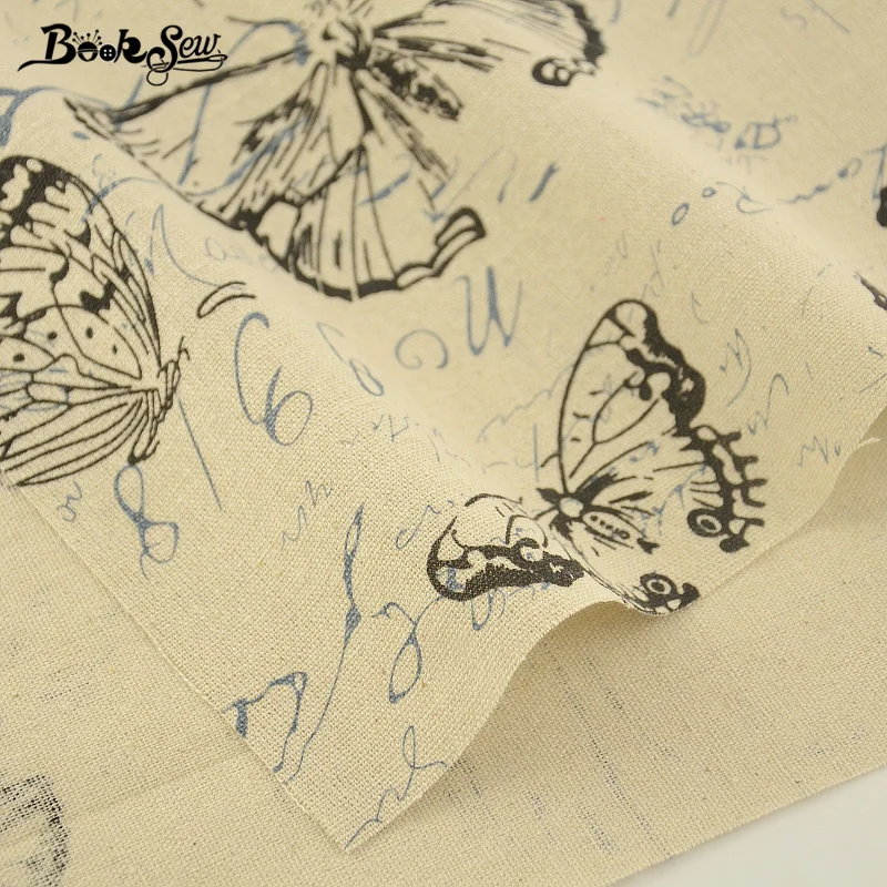 Тканевая ткань с изображением бабочек для шитья и квилтинга из хлопка льна