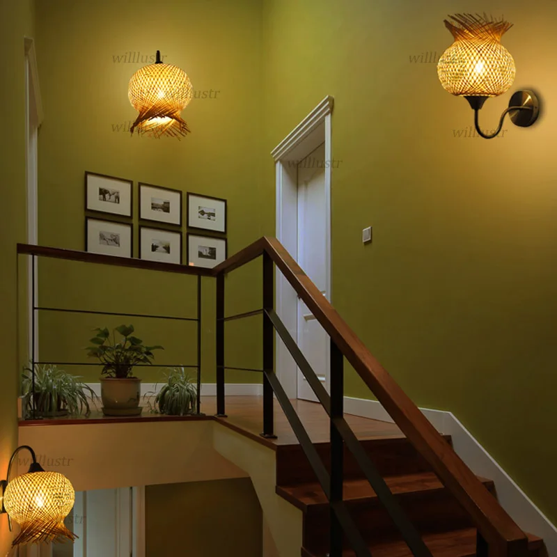 Креативный настенный светильник с бамбуковыми цветами в японском стиле ручной