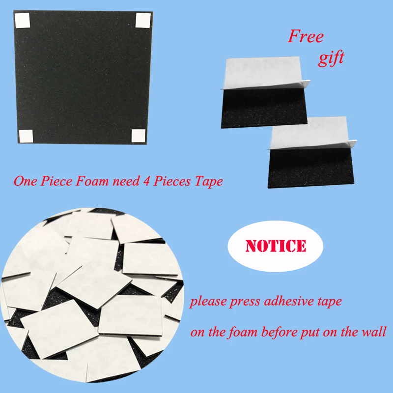 12 ''* 12''* 1 ''дюйма Клин звукоизоляционные пенопластовые с помощью клейкой ленты 8 шт. Звуконепроницаемая панель