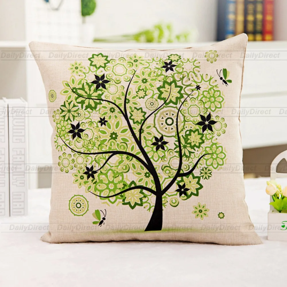 1x наволочка для подушки композитный льняной чехол зеленое дерево 42x42 см 16 5x16 5 &quot