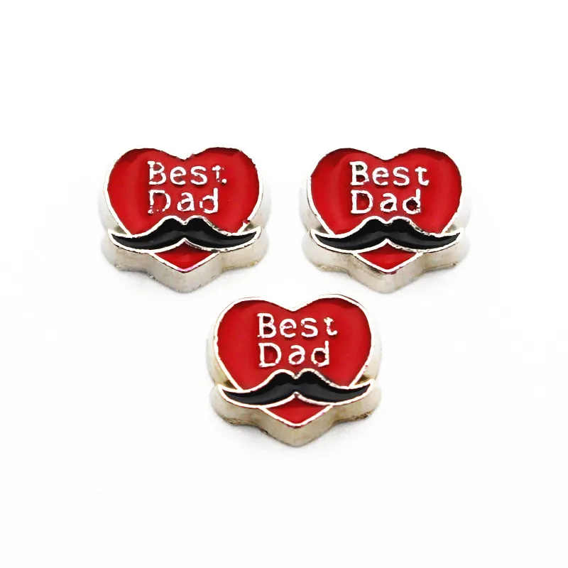 Новое поступление 10 шт./лот сердце серебро лучший папа плавающие амулеты живое