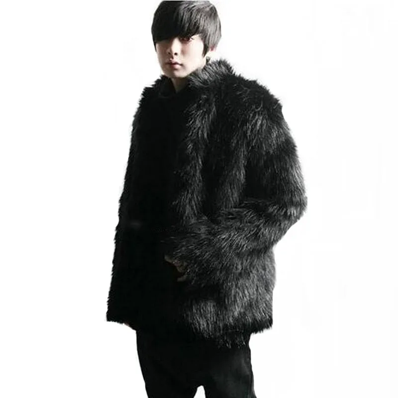 Новинка Осень-зима 2018 мужское меховое пальто из искусственного лисьего меха