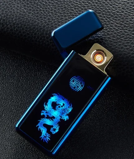 Полноэкранная электронная USB Зажигалка вольфрама турбо Зажигалка для курения - Цвет: blue dragon