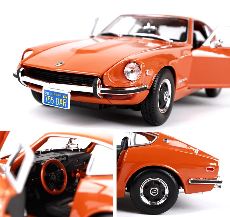 1:18 Модель спортивного автомобиля из сплава для Nissan Datsun 240Z с управлением рулевого колеса переднего колеса с оригинальной коробкой