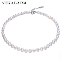 yikalaisi 925 sterling silver natural pearl necklace fashion jewelry for women 6 7mm pearl 3 colour