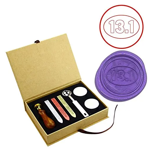 

13,1 миль полумарафон Бег Спорт воск фотонабор латунная деревянная ручка приглашение вечерние ринку уплотнительные штампы-конверты