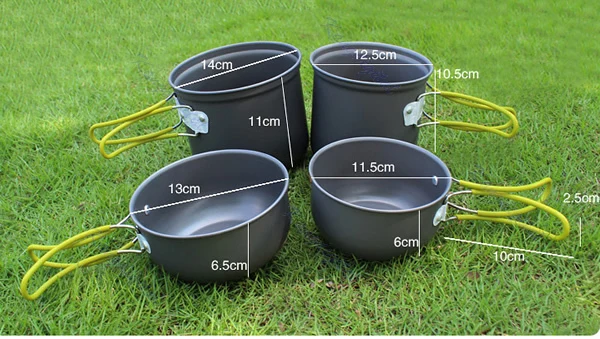 4 шт. посуда для пеших походов и пикника пикника|pot pan set|camping hiking cookwarehiking cookware |
