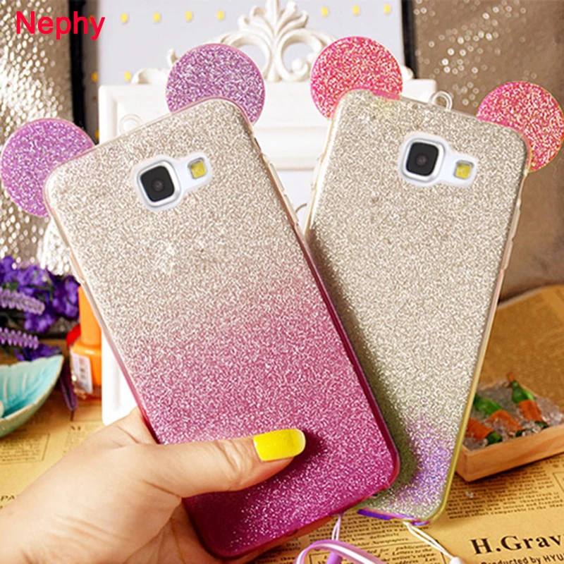 Милый Микки и Минни Маус уха блеск чехол для телефона Samsung Galaxy S5 S6 S7 край S8 S9 плюс A3