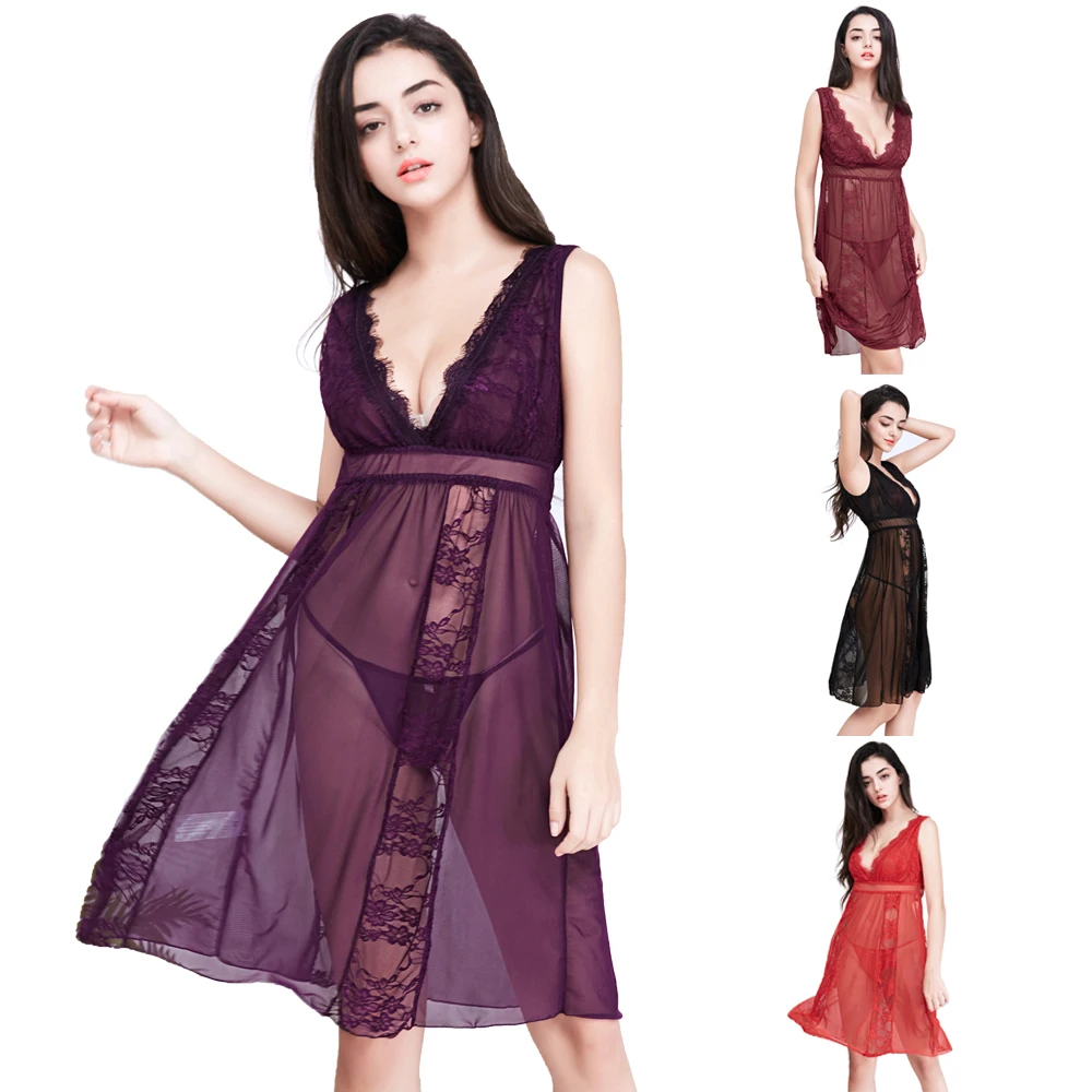 Новый стиль 4 вида цветов плюс женское сексуальное ночное белье Babydoll платье +