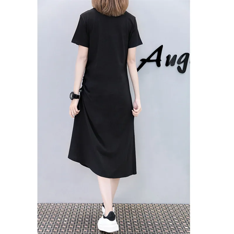 Платье с открытыми плечами большой размер платье женское 2019 модное летнее