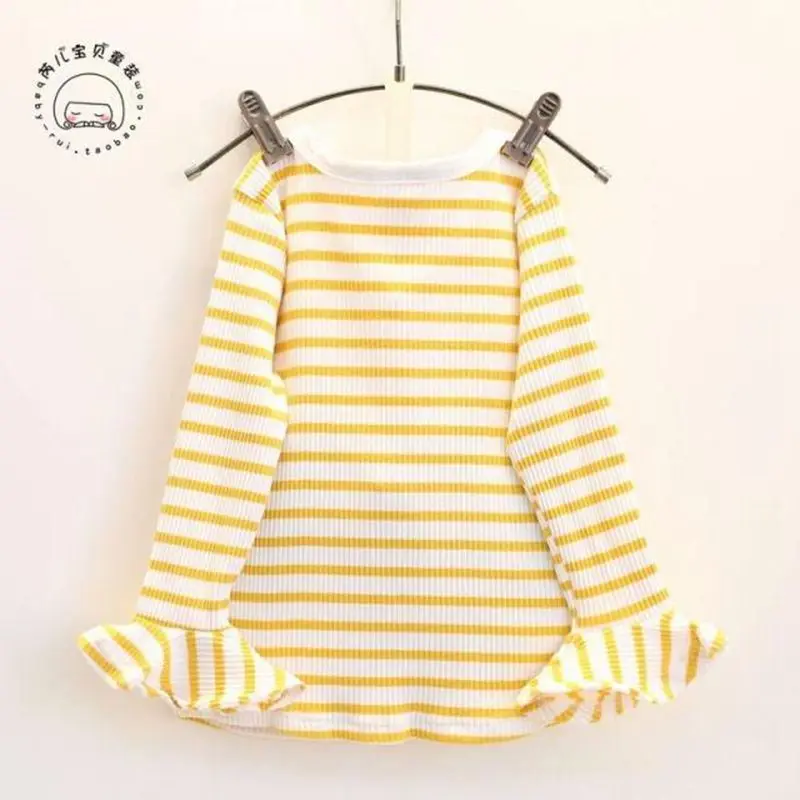 Комплект милой одежды из 2 предметов для маленьких девочек Весенняя футболка в