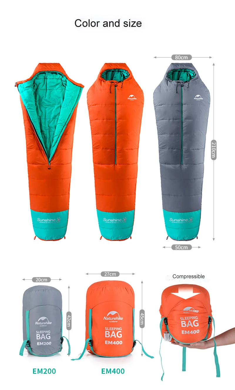 Naturehike спальный мешок для кемпинга для пеших прогулок Мумия хлопок со средней молнией зимний сверхлегкий спальный мешок для путешествий большой размер