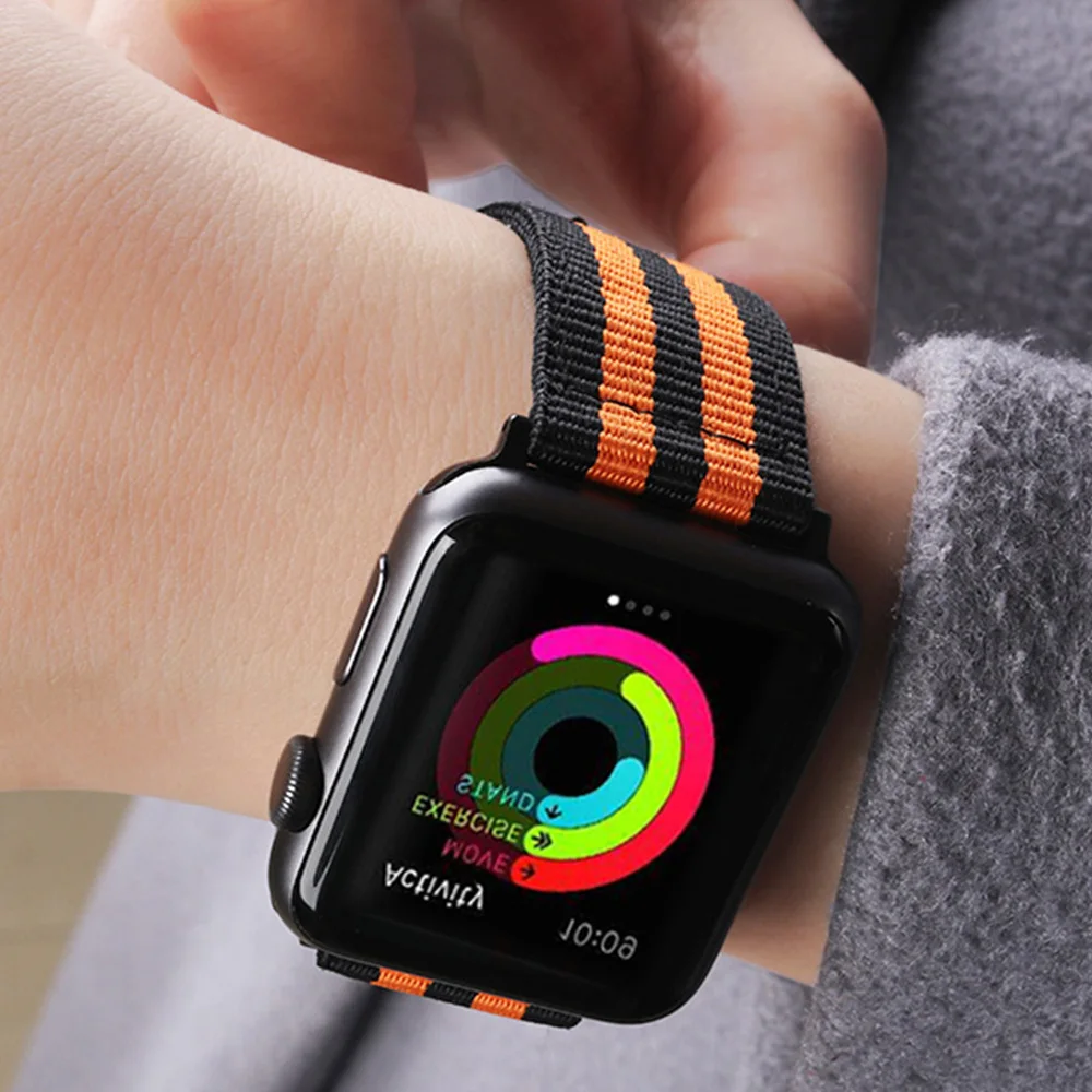 42 мм 38 цветной спортивный нейлоновый ремешок для часов Apple Watch iWatch серии 4 3 2 1
