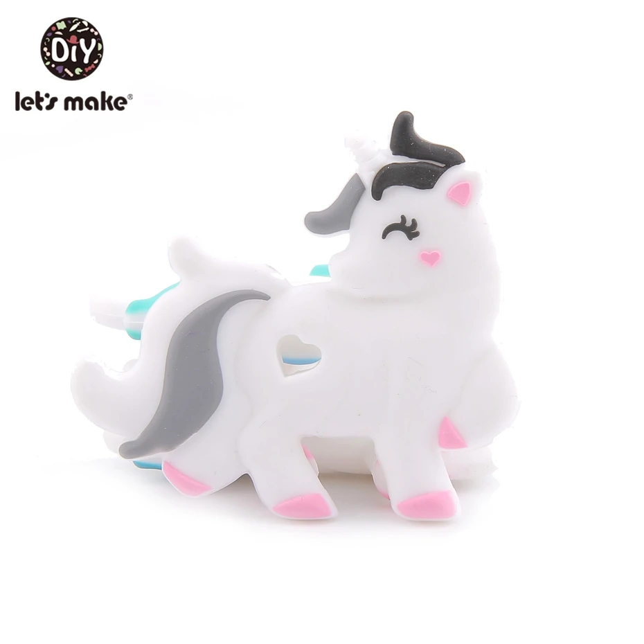 unicorn b Let'S Make/1 шт., силиконовый Прорезыватель для зубов, жемчужные бусины, цветок розы, Прорезыватель для зубов, игрушки для малышей, погремушка, детская игрушка, силиконовый Прорезыватель для зубов - Color: unicorn b