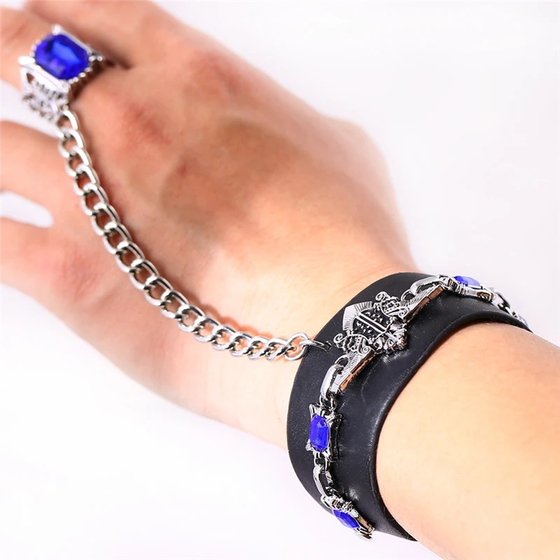 

3 Colors Punk Kuroshitsuji Black Butler Bracelets Hot Animal Leather Bracelet For Women Cosplay Jewelry Fans Party Accessories