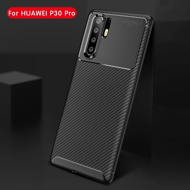 Для huawei P30 Pro Чехол из углеродного волокна ударопрочный Задняя накладка чехла ТПУ