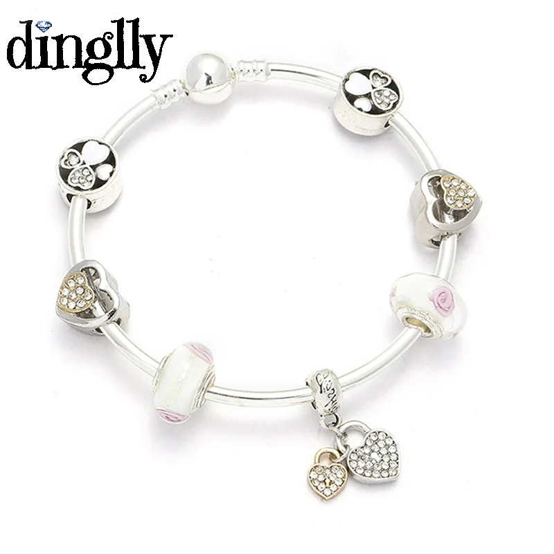 DINGLLY мультфильм Пара висячие Pulsera Шарм браслет с медведем Тигр бусины модные бренды браслеты с медведями браслет для женщин