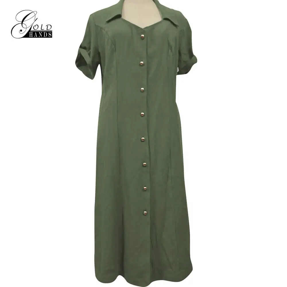 Женское платье-рубашка золотистого цвета с короткими рукавами винтажное из