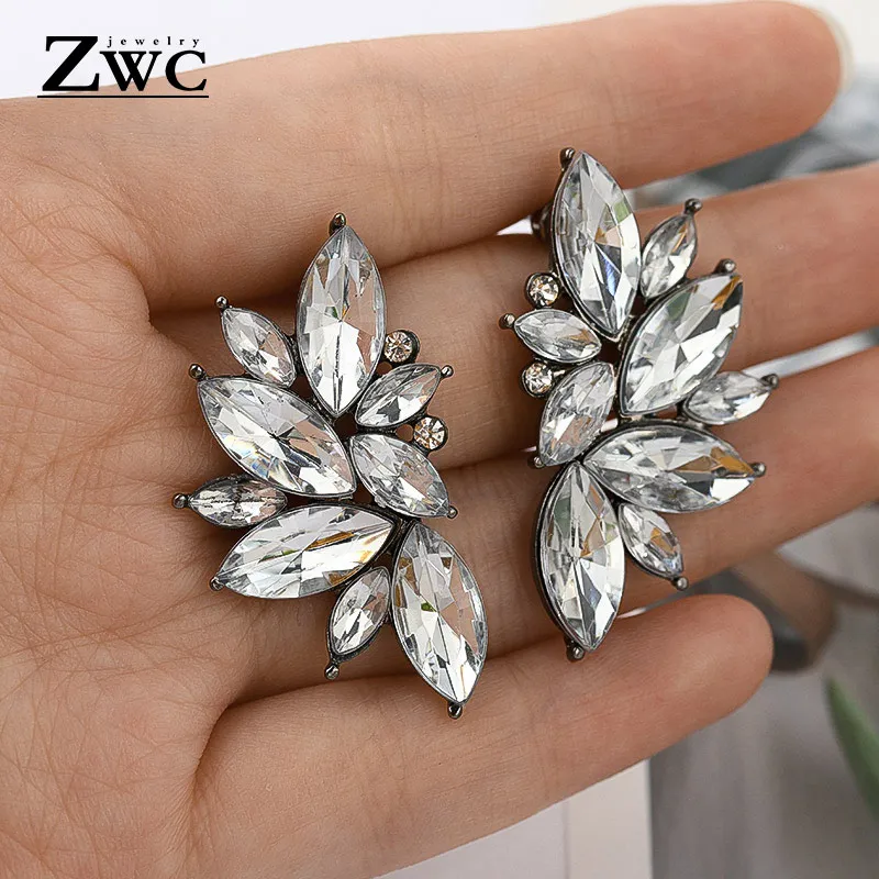 White 4 ZWC, Модные Винтажные корейские Разноцветные серьги-капли с цирконием для женщин и девушек, вечерние серьги со стразами бижутерия - Окраска металла: White 4