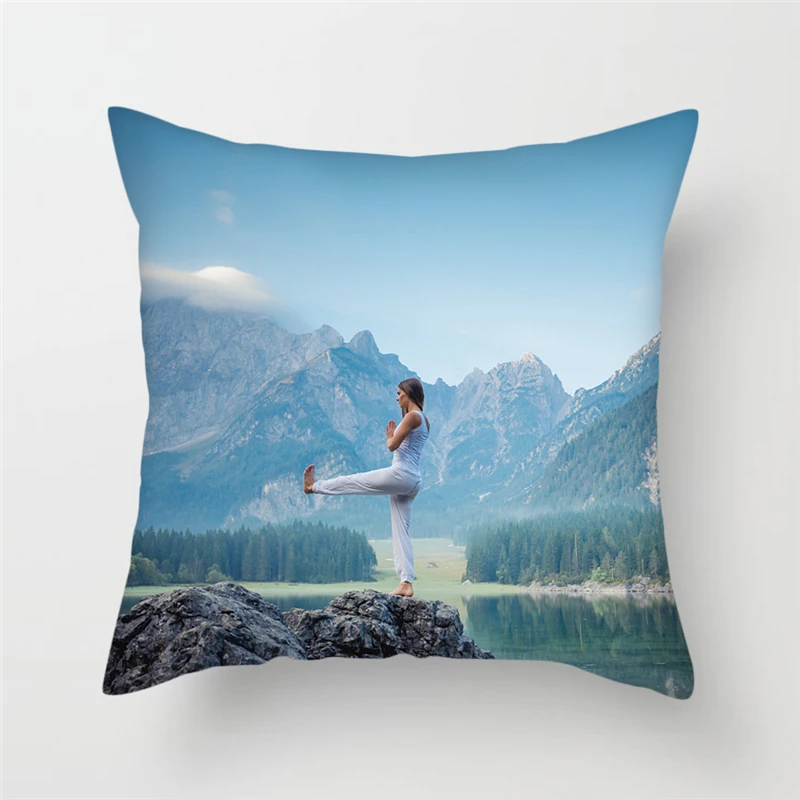 Чехол на подушку Fuwatacchi для йоги в спортивном стиле с принтом Beauty Lake Sunrise Oceanside