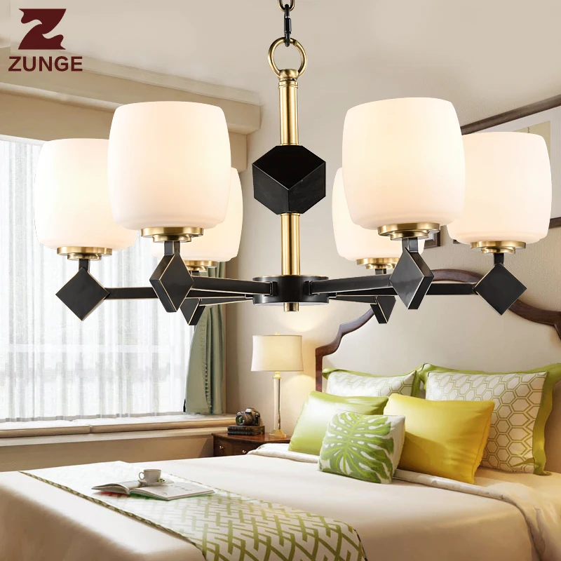 Modern LED luxury copper Chandelier Lights in the Living Room M790 large glass lighting fixtures lampadari lustre para sala | Лампы и